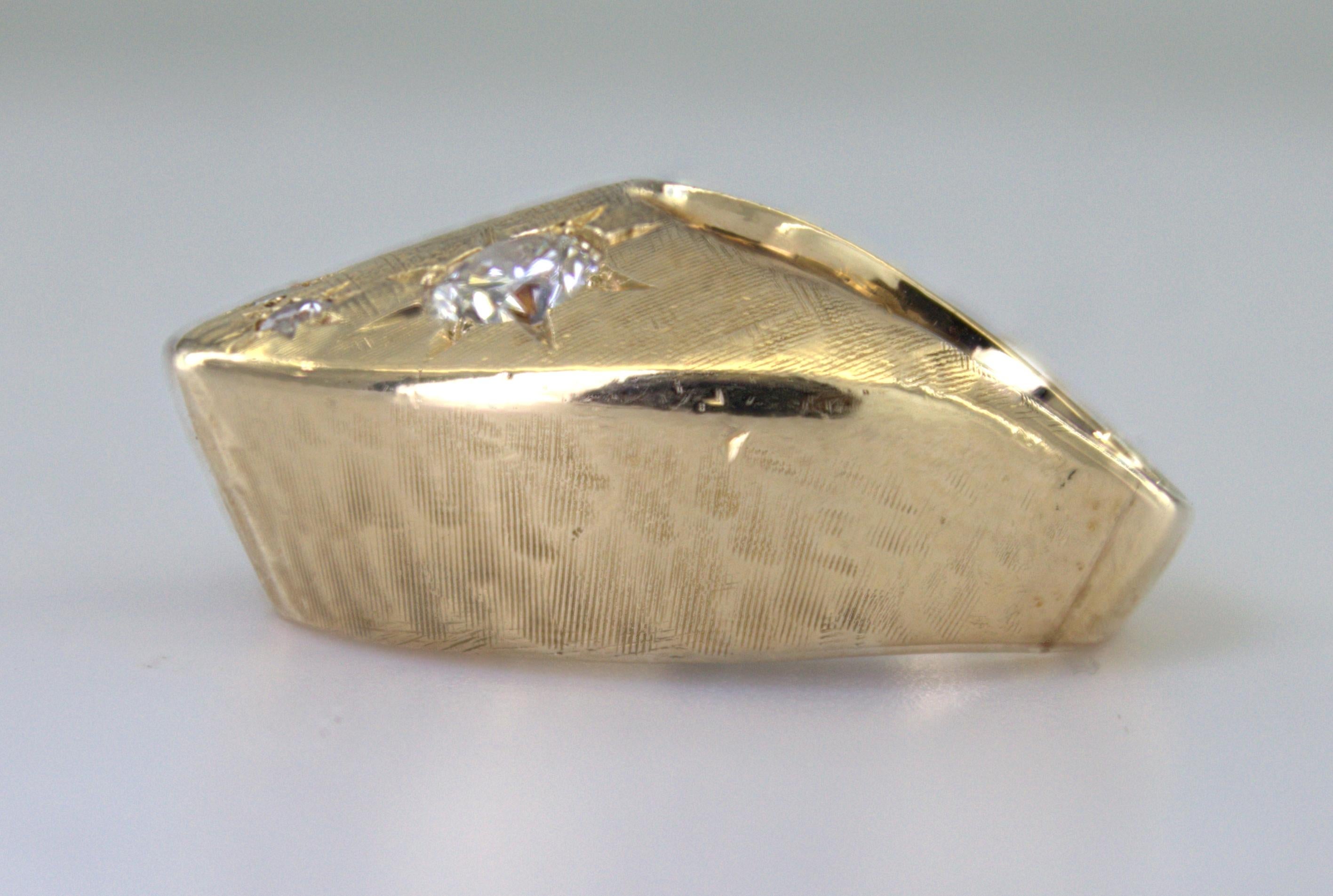 Women's or Men's Diamond, 14K Yellow Gold “Pinky” Ring For Sale