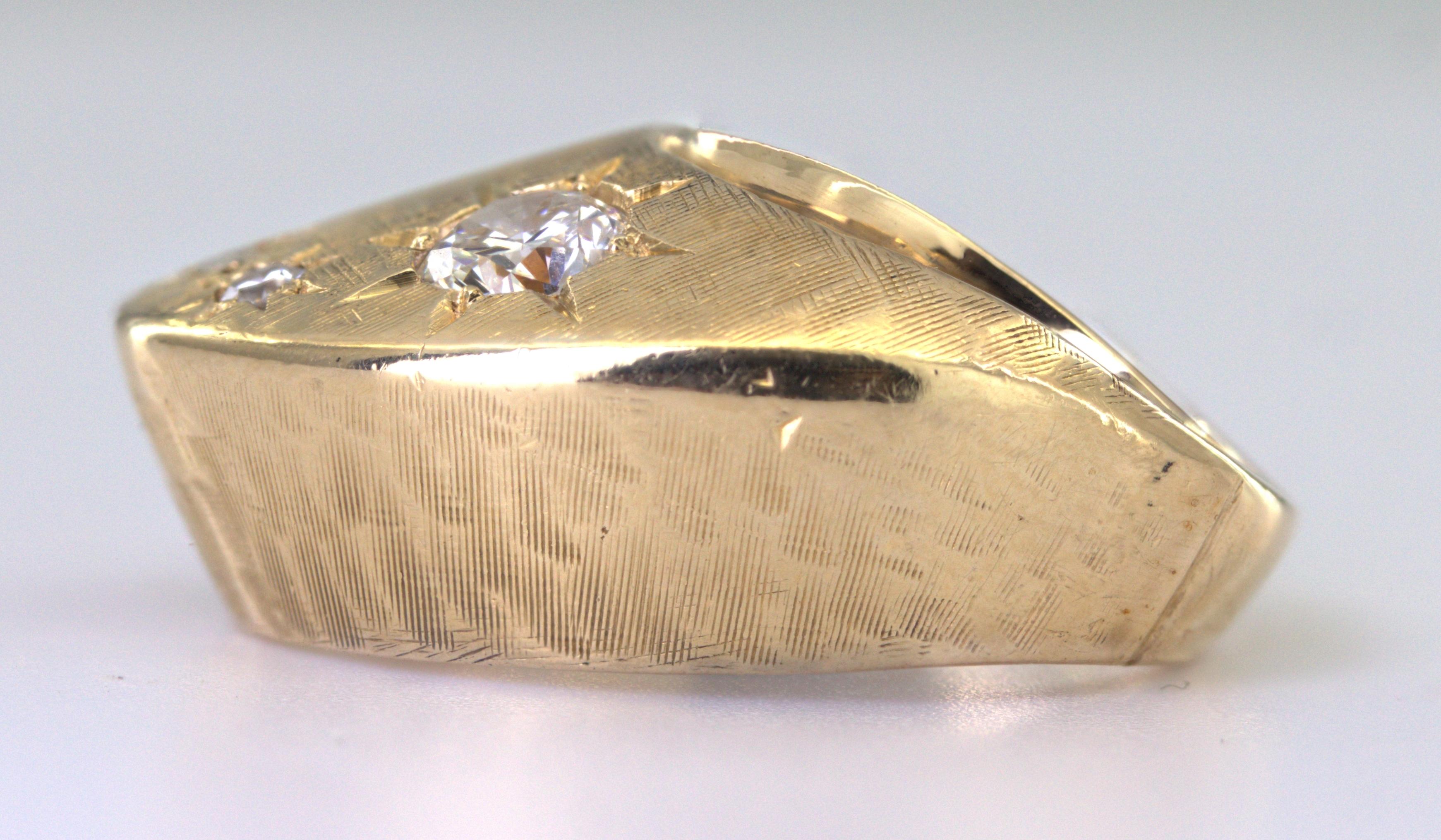 Diamond, 14K Yellow Gold “Pinky” Ring For Sale 1