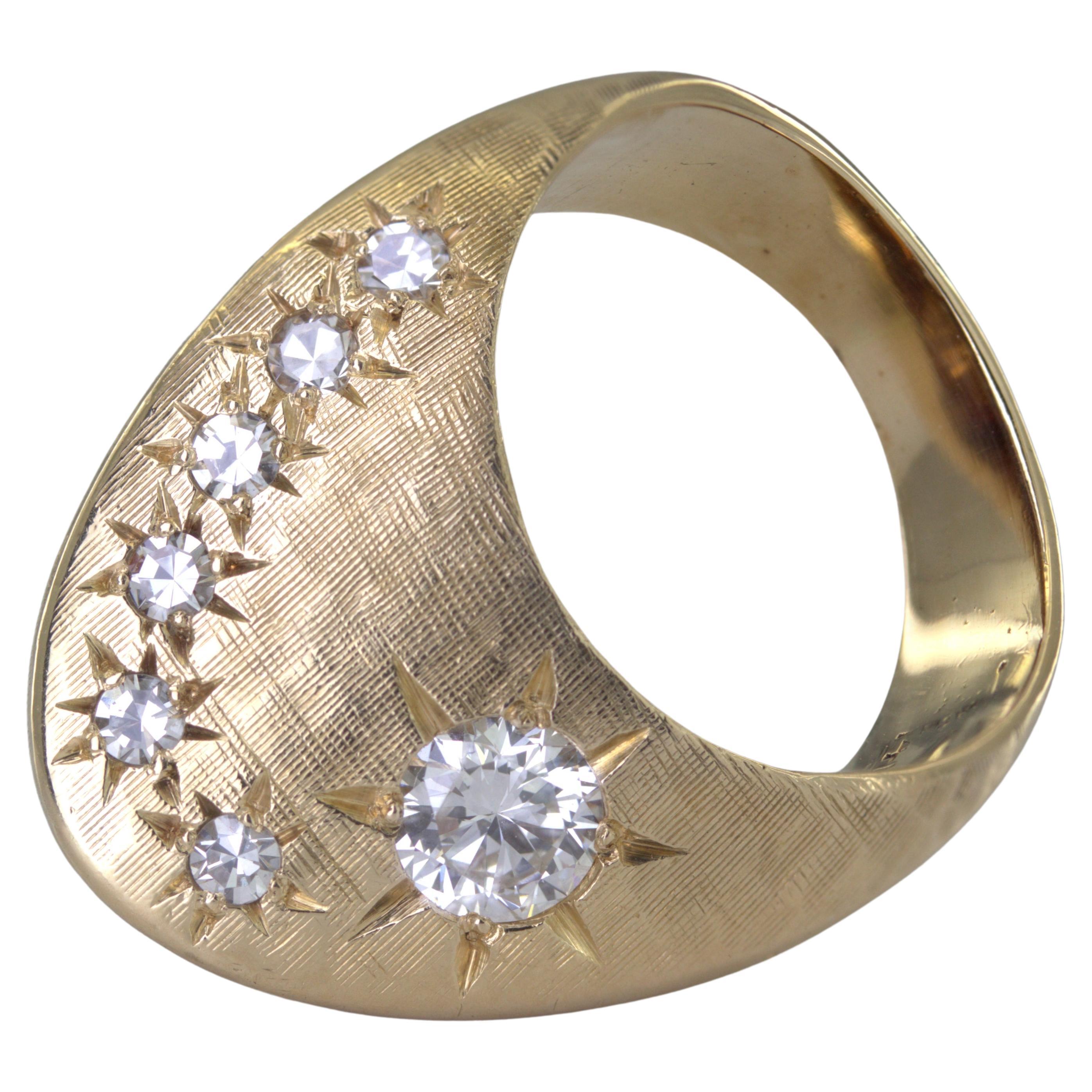 Diamond, 14K Yellow Gold “Pinky” Ring For Sale