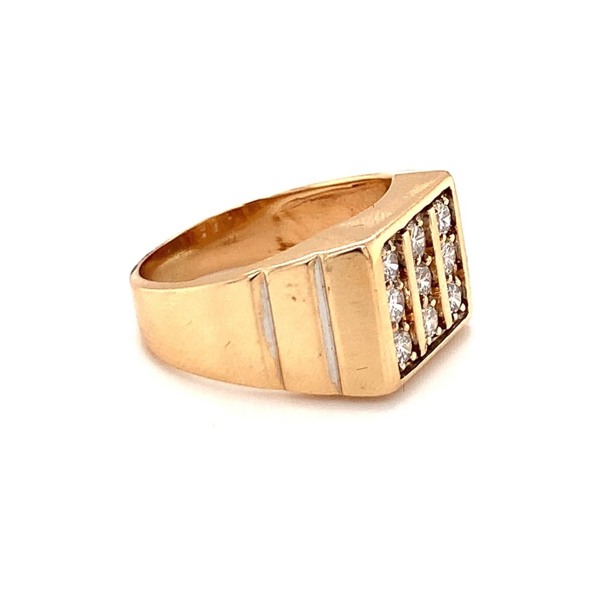 Men's Diamond 14k Yellow Gold Ring, circa 1970s For Sale