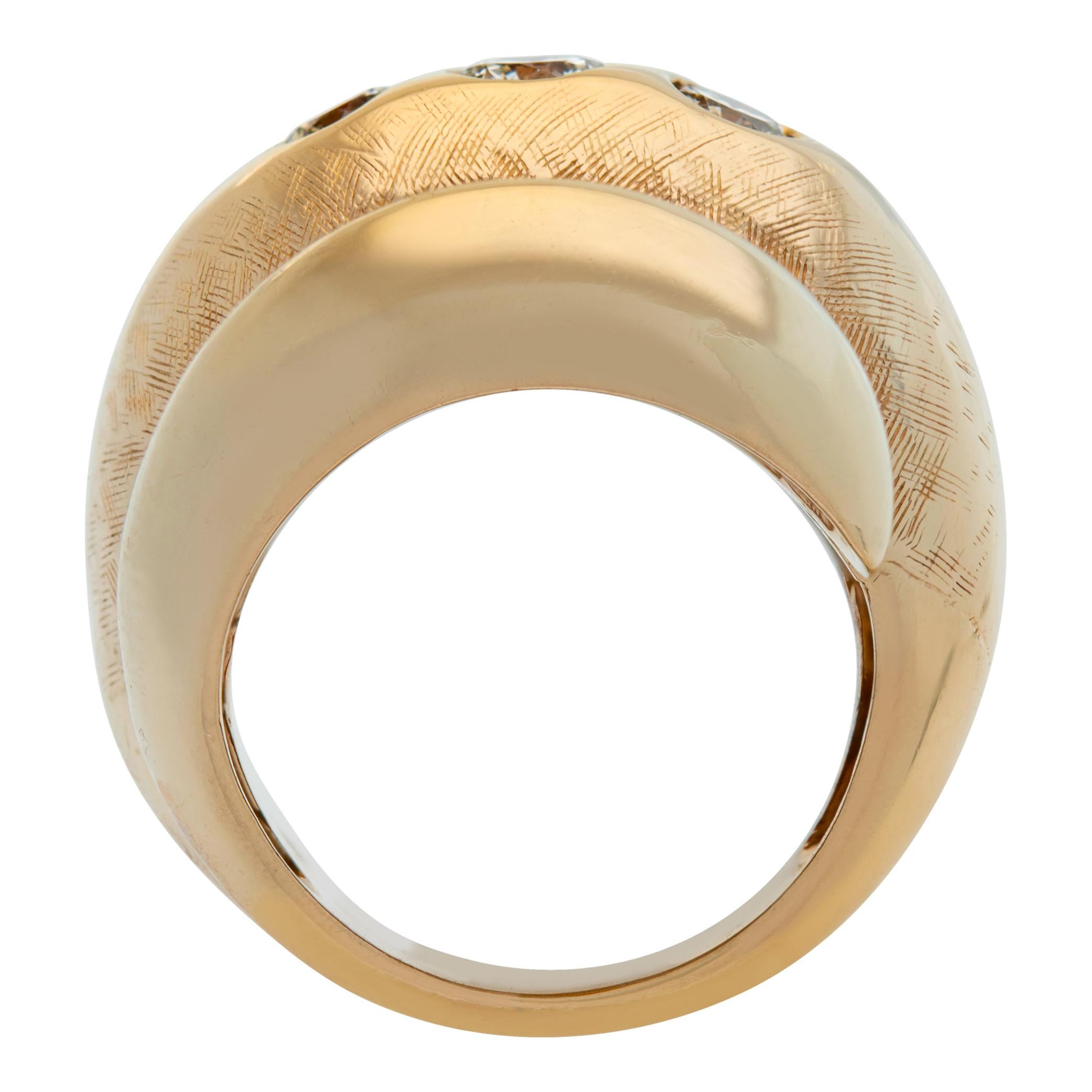 Women's Diamond 14k yellow gold swirl ring For Sale