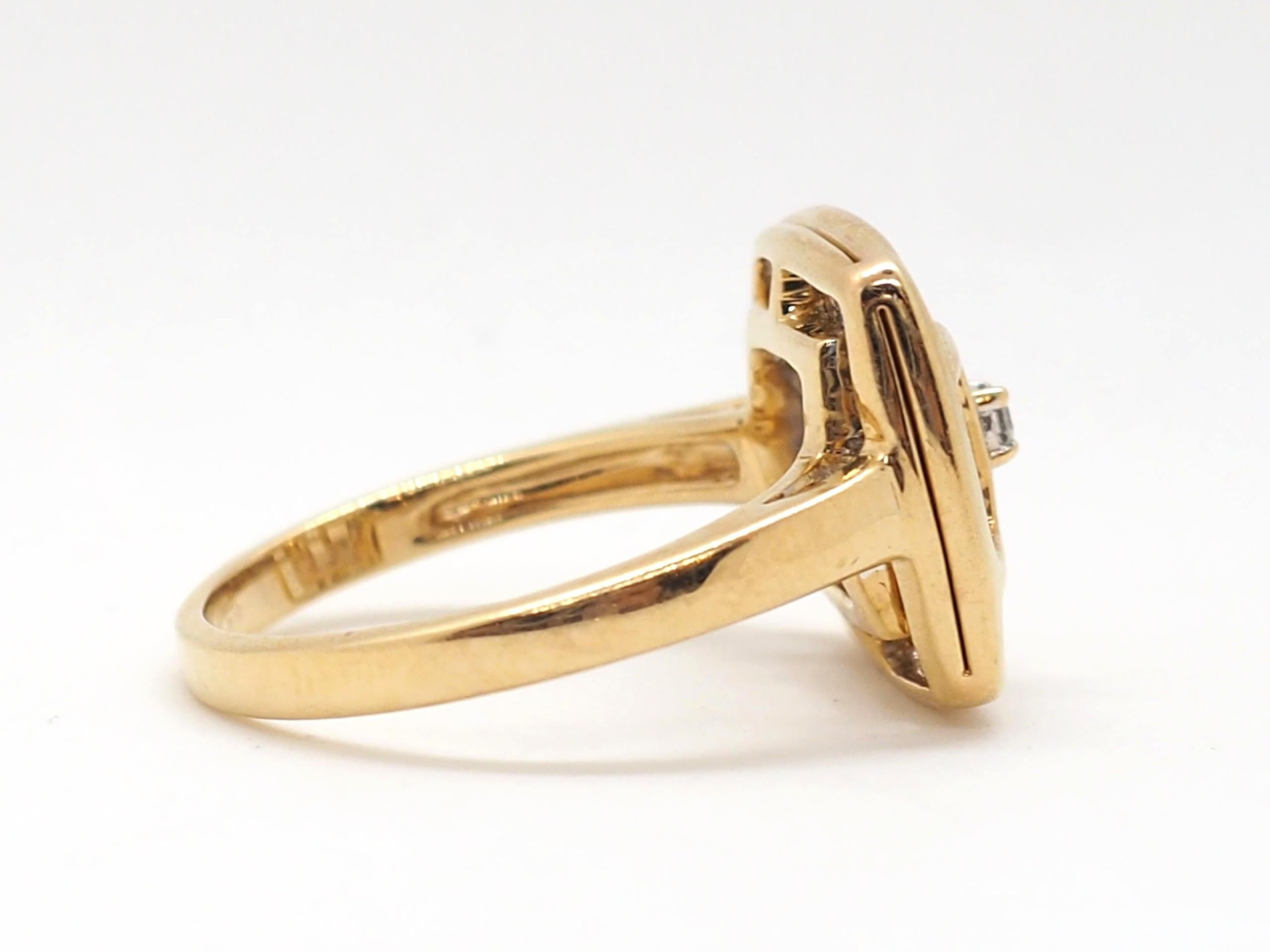 Women's Diamond Ring 14 Karat Yellow White Gold Ring For Sale