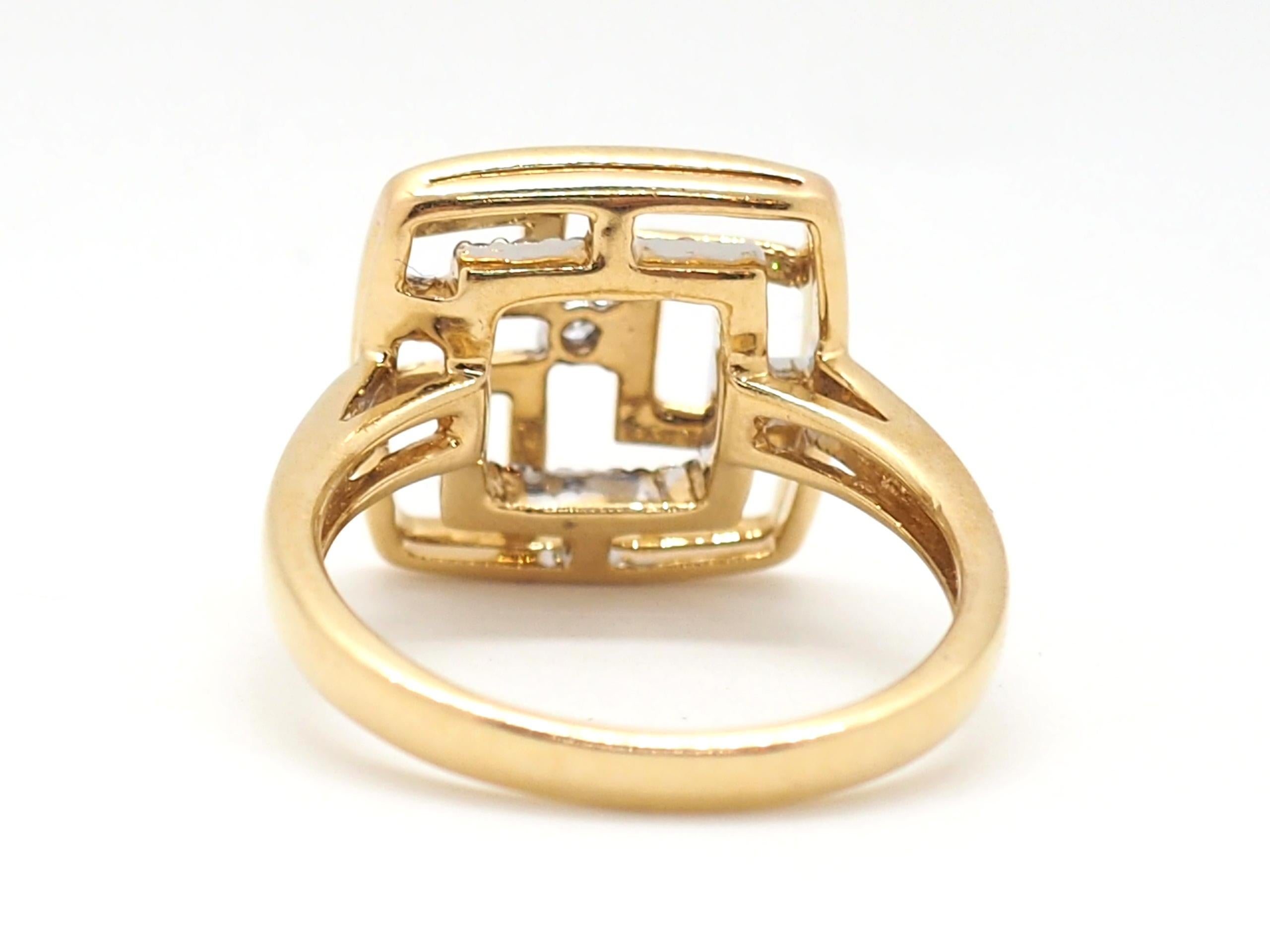 Diamantring 14 Karat Gelbweißgold Ring im Angebot 2