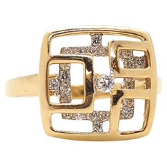 Diamond Ring 14 Karat Yellow White Gold Ring