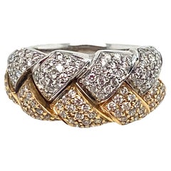 Diamond 14 Karat Two-Tone Woven Wide Band Ring