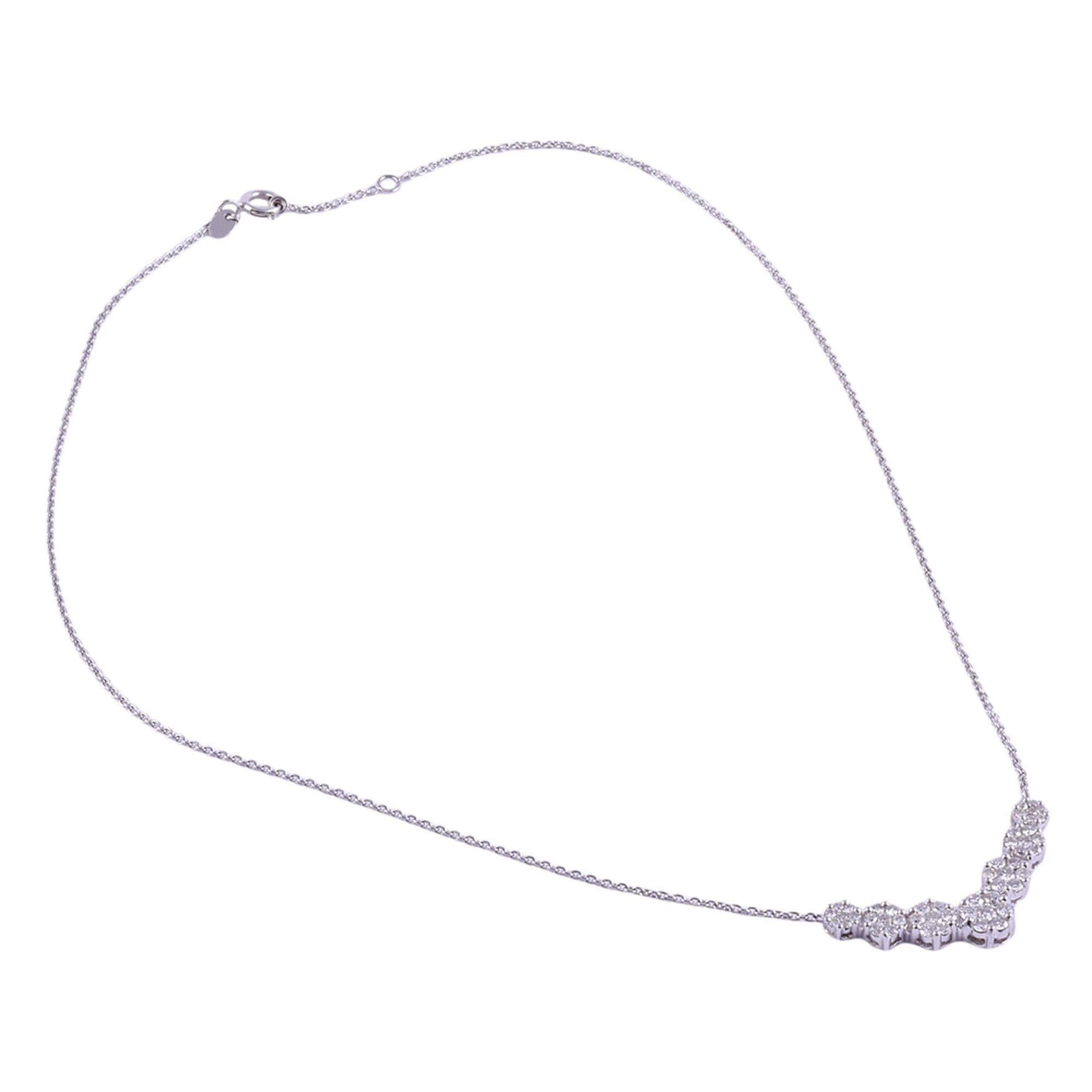 Women's Diamond 14KW Stationary Pendant Necklace For Sale