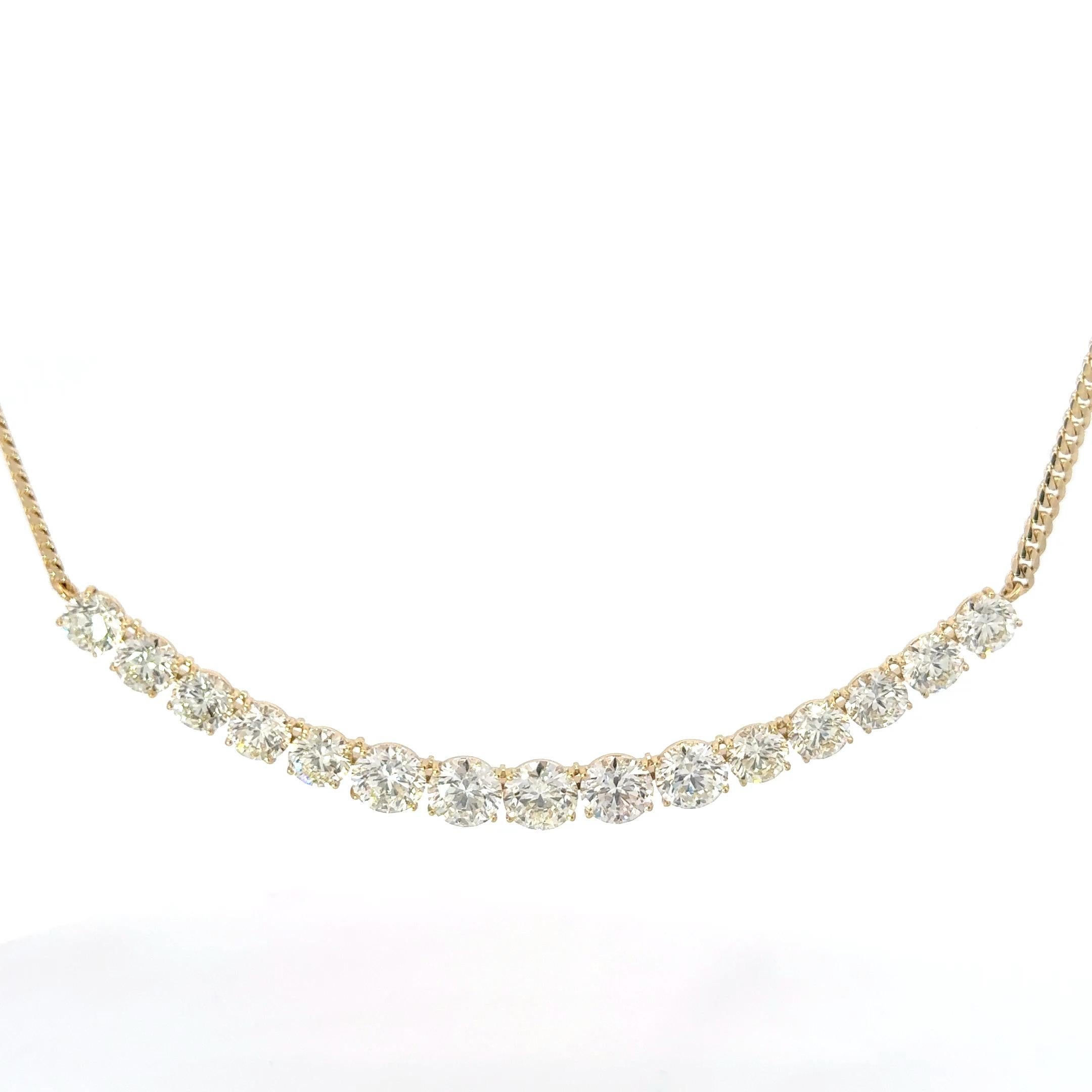 Taille brillant Collier sourire en or jaune 14 carats avec diamants 16,78 carats en vente