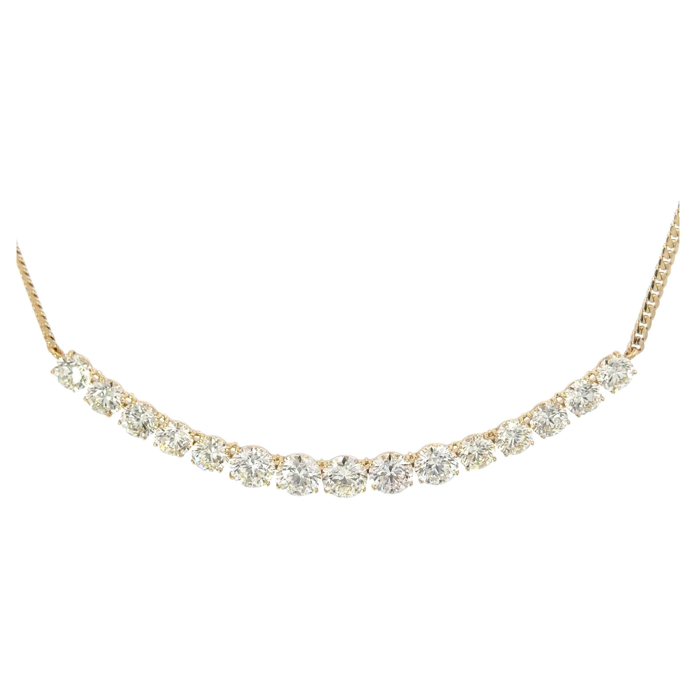 Diamond 16.78ctw Smile Necklace 14K Yellow Gold