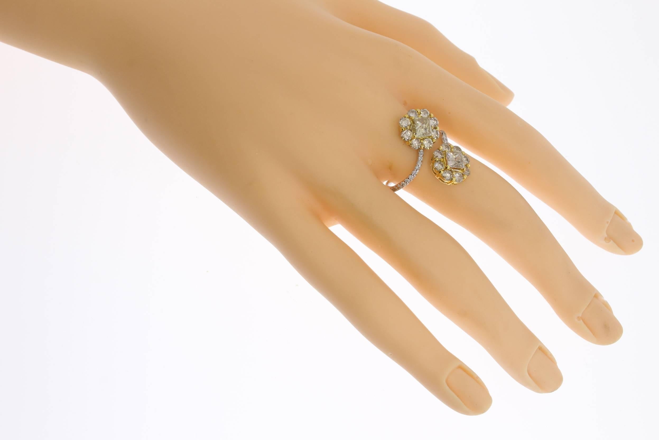 Women's Diamond Gold Bypass Ring For Sale