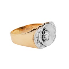 Diamond 18 Carat White and Yellow Gold Art Deco Style Dress Ring