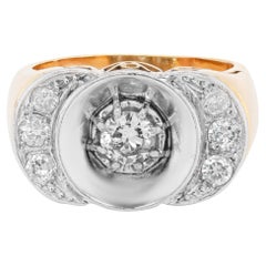 Diamond 18 Carat White and Yellow Gold Art Deco Style Dress Ring