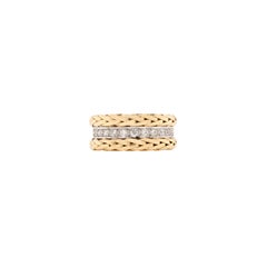 Diamond 18 Carat White and Yellow Gold Fancy Braided Wide Band Ring