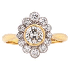 Diamond 18 Carat White and Yellow Gold Marquise Cluster Engagement Ring