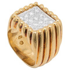 Diamond 18 Carat White and Yellow Gold Tablet Cluster Ring