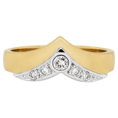 Anillo Wishbone Diamante 18 Quilates Oro Blanco y Amarillo