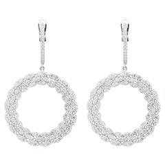 Diamond 18 Carat White Gold Circle Dangle Hoop Earrings