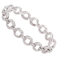 Bracelet à maillons circulaires en or blanc 18 carats et diamants