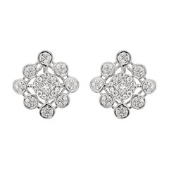 Diamond 18 Carat White Gold Cluster Stud Earrings