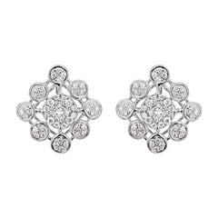 Diamond 18 Carat White Gold Cluster Stud Earrings