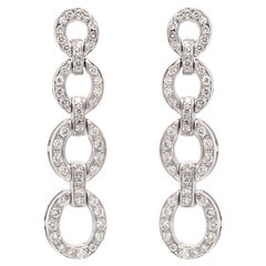 Diamond 18 Carat White Gold Graduating Circular Link Dangle Earrings
