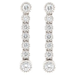 Diamond 18 Carat White Gold Linear Dangle Earrings