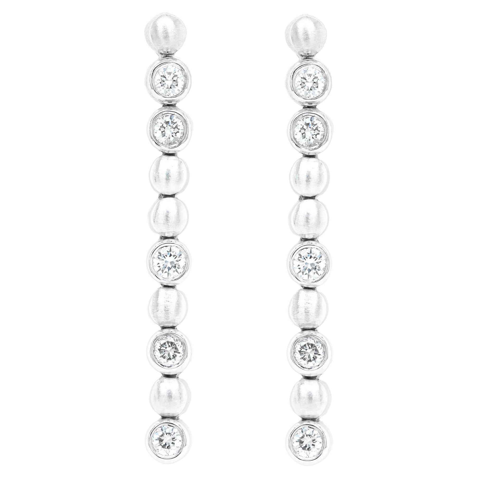 Diamond 18 Carat White Gold Linear Drop Earrings For Sale