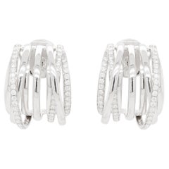 Diamond 18 Carat White Gold Multi Row Half-Hoop Earrings