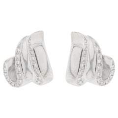 Diamond 18 Carat White Gold Ribbon Lever-Back Earrings