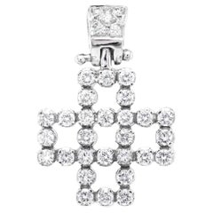 Retro Diamond 18 Carat White Gold Square Openwork Cross Pendant