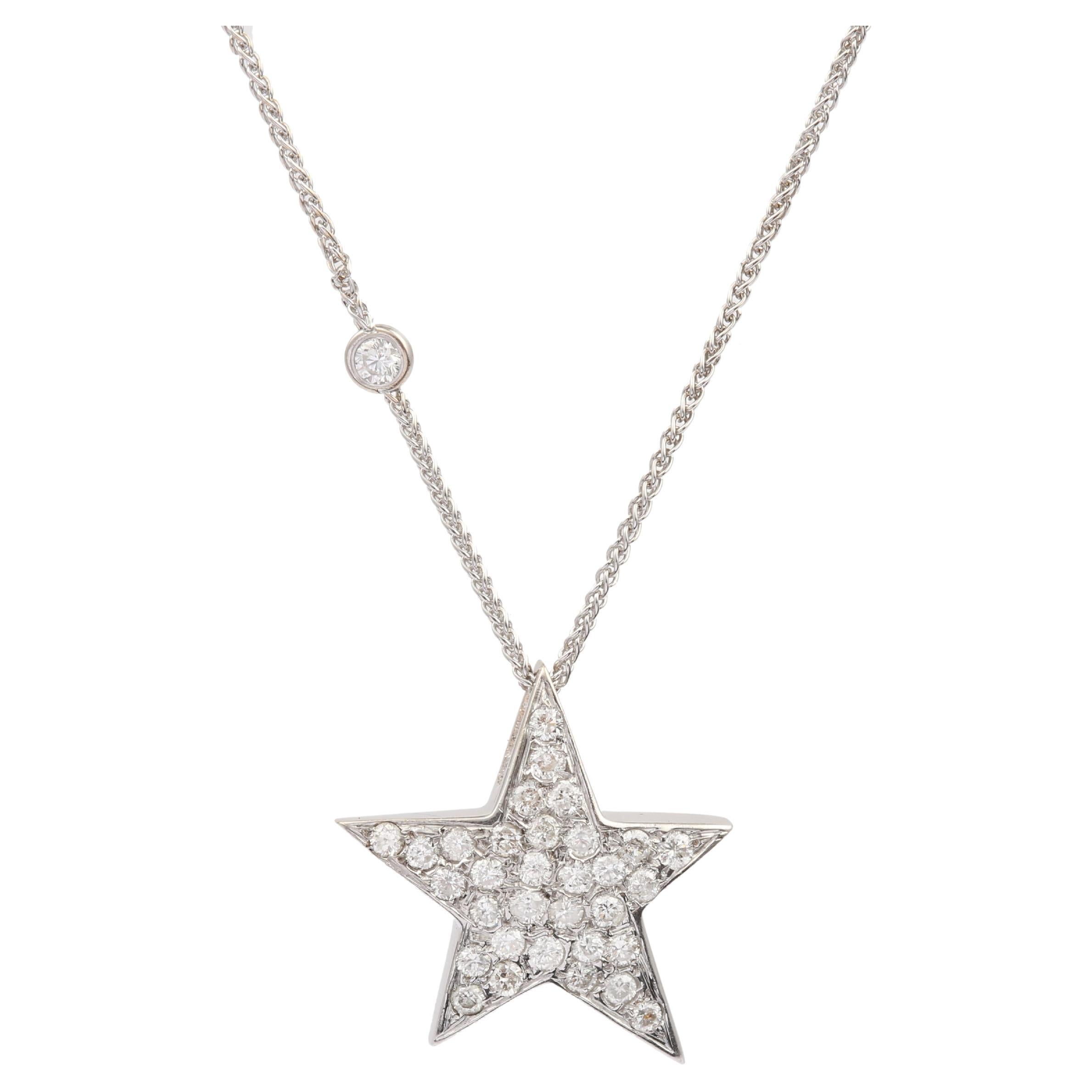 Chanel 18 Karat White Gold Diamond Comet Star Necklace at 1stDibs ...