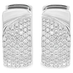 Diamond 18 Carat White Gold Wide Huggie Hoop Earrings