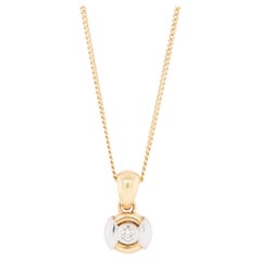 Diamond 18 Carat Yellow and White Gold Circular Pendant Necklace