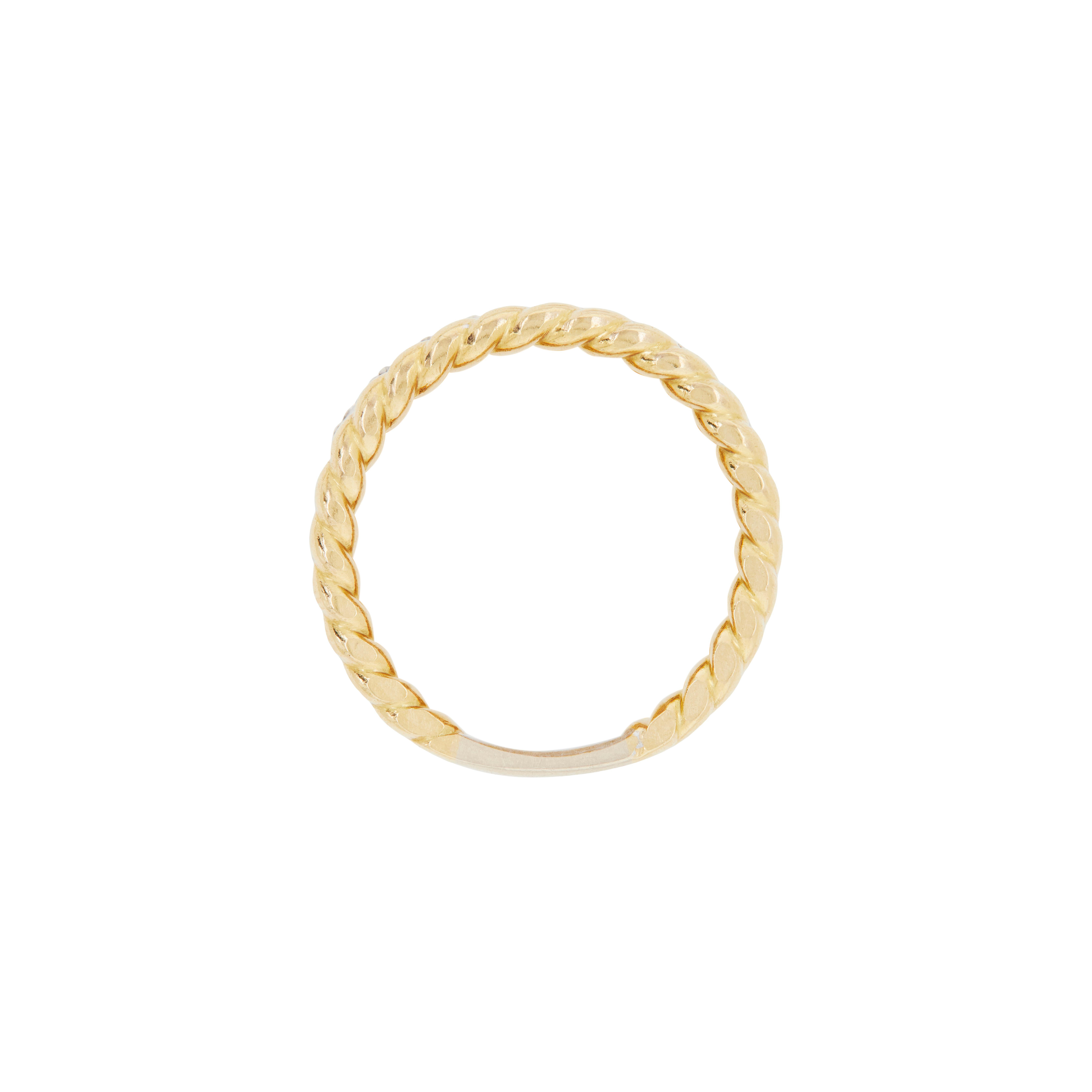Modern Diamond 18 Carat Yellow and White Gold Rope Wide Band Ring For Sale
