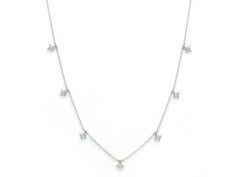 Diamond 18 K White Gold Star Chain Necklace