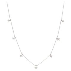 Diamond 18 K White Gold Star Chain Necklace 