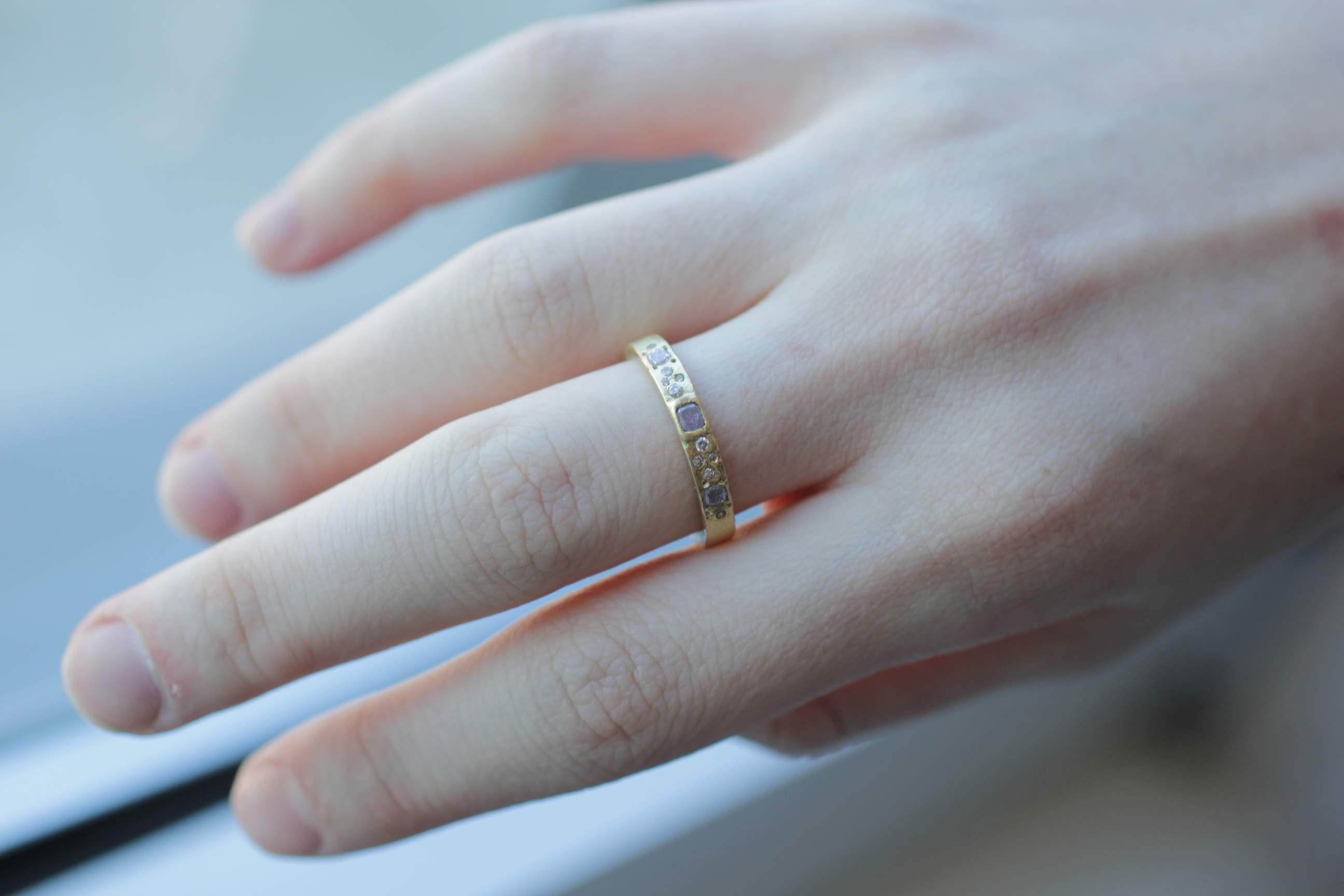Ausgefallene farbige Diamanten 18K 22K Gold Silber Ring Stack Mode Hochzeitsgeschenk für Sie im Angebot 5