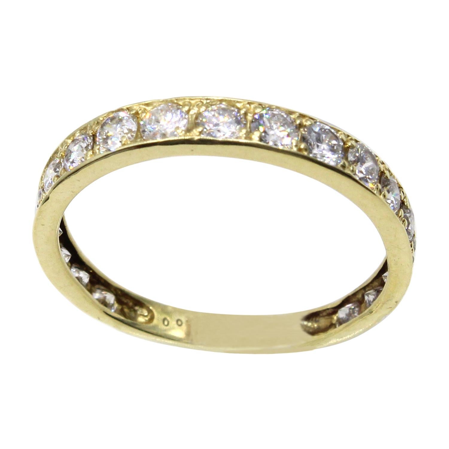 Diamond 18 Karat Gold 3/4 Wedding Band For Sale