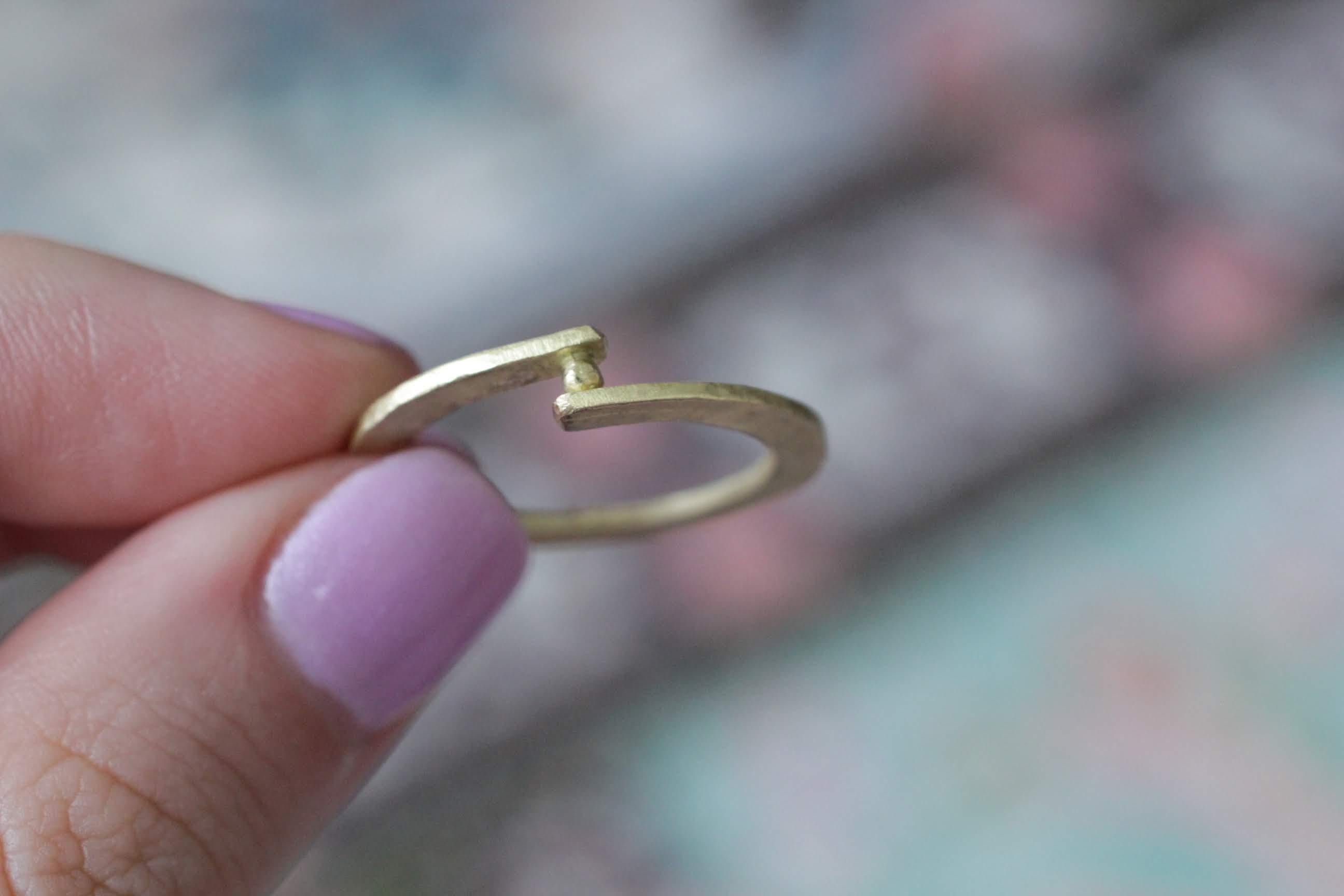 Rose Cut Diamond 18 Karat Gold Bridal Wedding Band Ring, Stack #21 For Sale