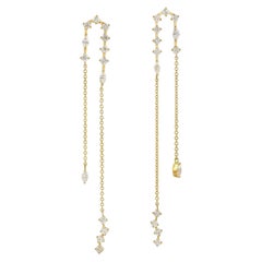 18 Karat Gold Diamond Chain Drop Earrings