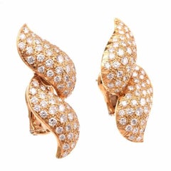 Diamond 18 Karat Gold Clip Back Earrings