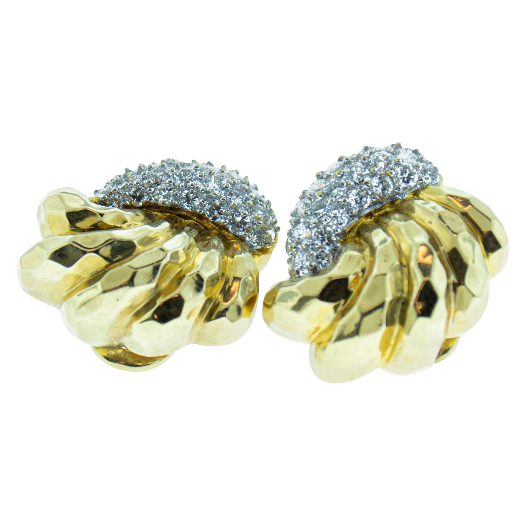 Diamond 18 Karat Gold Clip Earrings