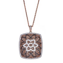 2.7ct Diamond Accent Designer Square Pendant Necklace in 18kt Rose Gold By Gregg