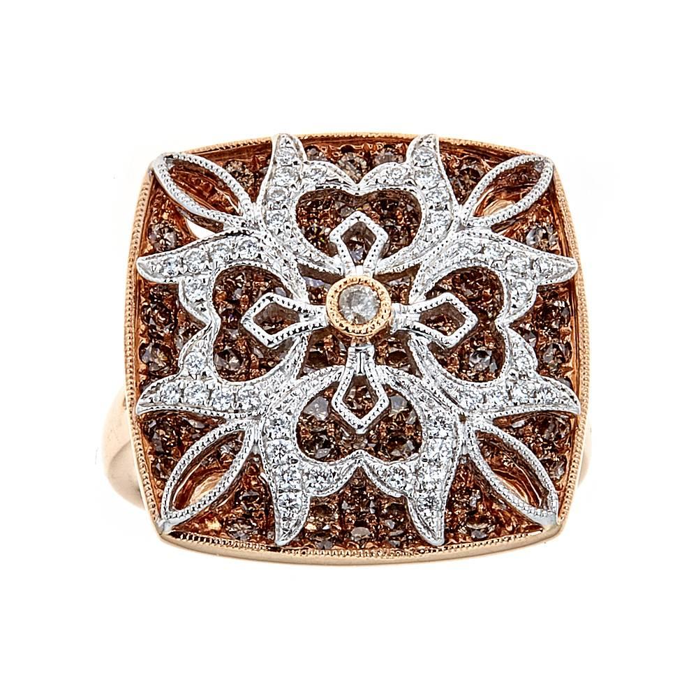 1.92 TCW White Chocolate Diamond Ring in 18 karat Rose Gold by Gregg Ruth