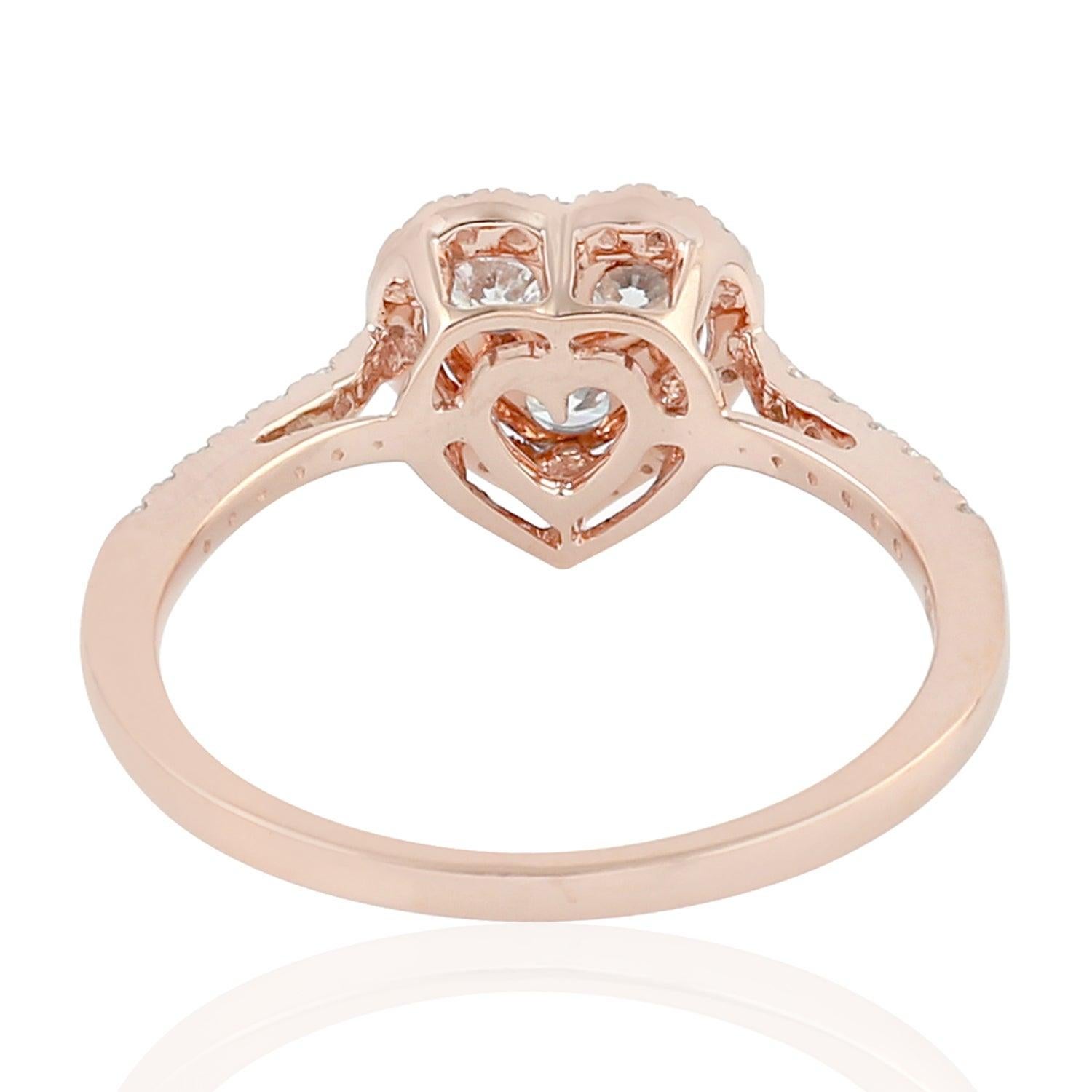 Im Angebot: Meghna Jewels Herzring aus 14 Karat Gold mit Diamanten () 3