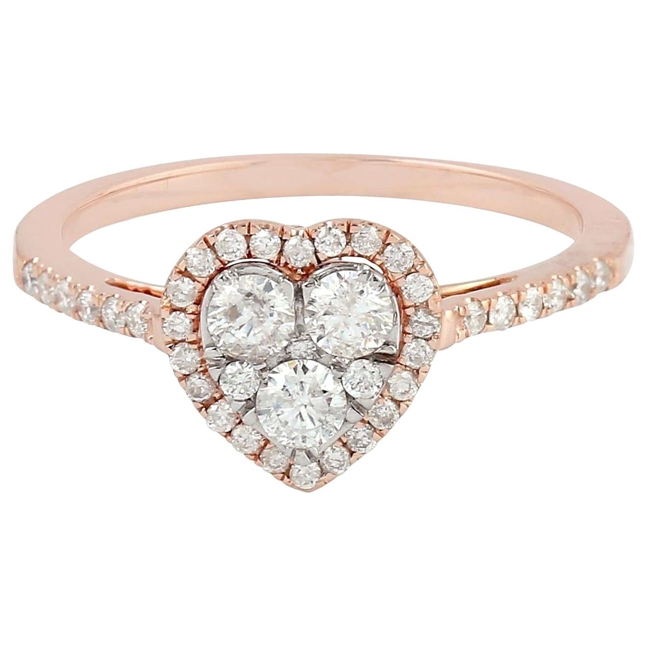 For Sale:  Diamond 18 Karat Gold Heart Ring