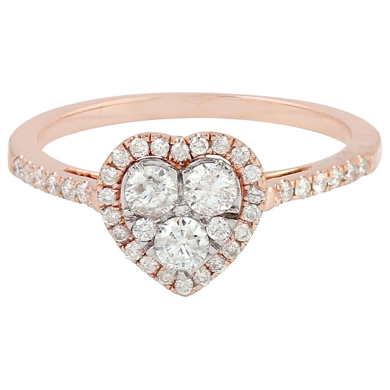 Meghna Jewels, bague cœur en or 14 carats et diamants