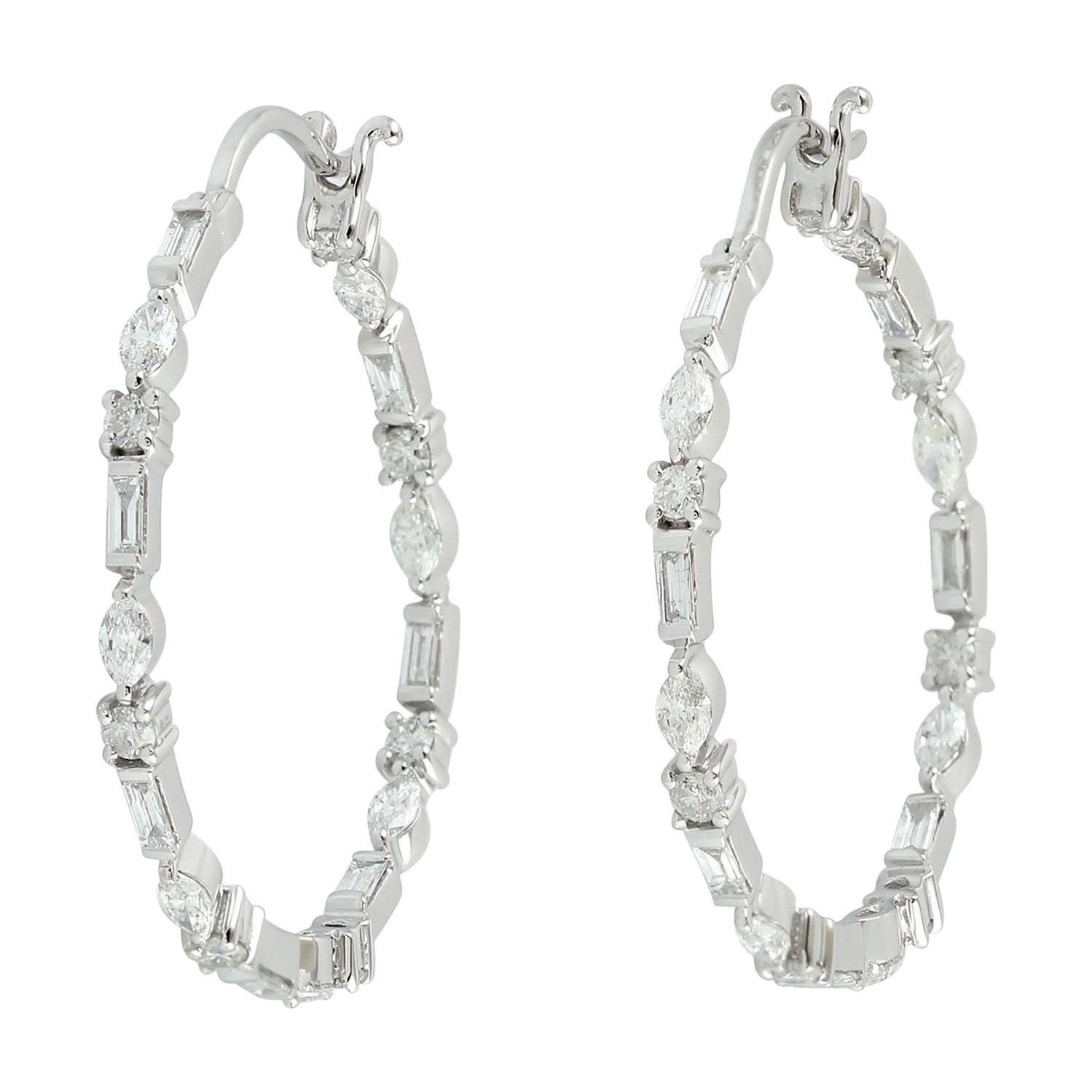 Boucles d'oreilles cerceau en or 18 carats et diamants