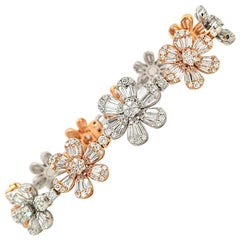 Diamond 18 Karat Gold Multi-Flower Bracelet