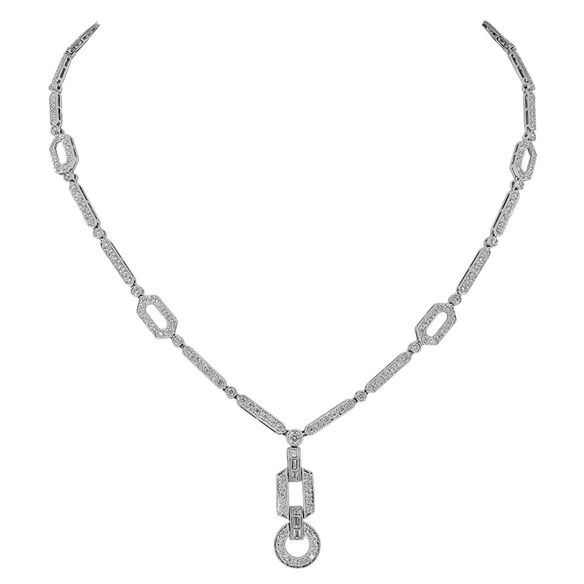Contemporary Diamond Pave Articulated Lavalier Necklace