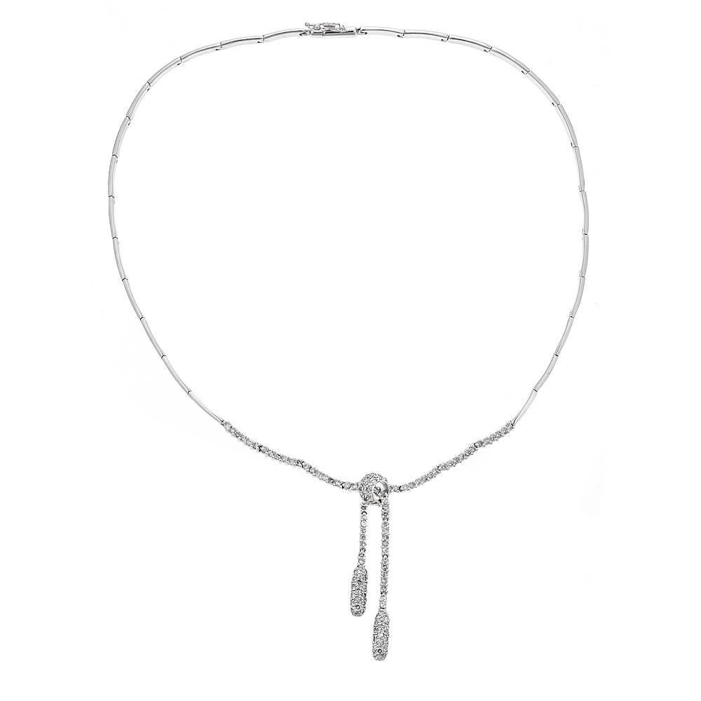 Classic 2 TCW Diamond Accent Drop Pendant Necklace in 18 karat White Gold